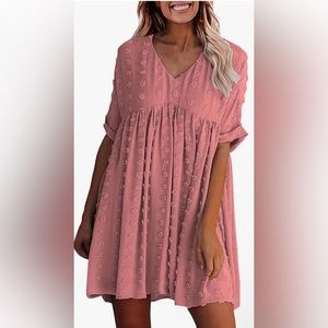 MEDIUM NWT OURS Women’s Casual Short Sleeve Mini Dress Sexy V Neck High Wa